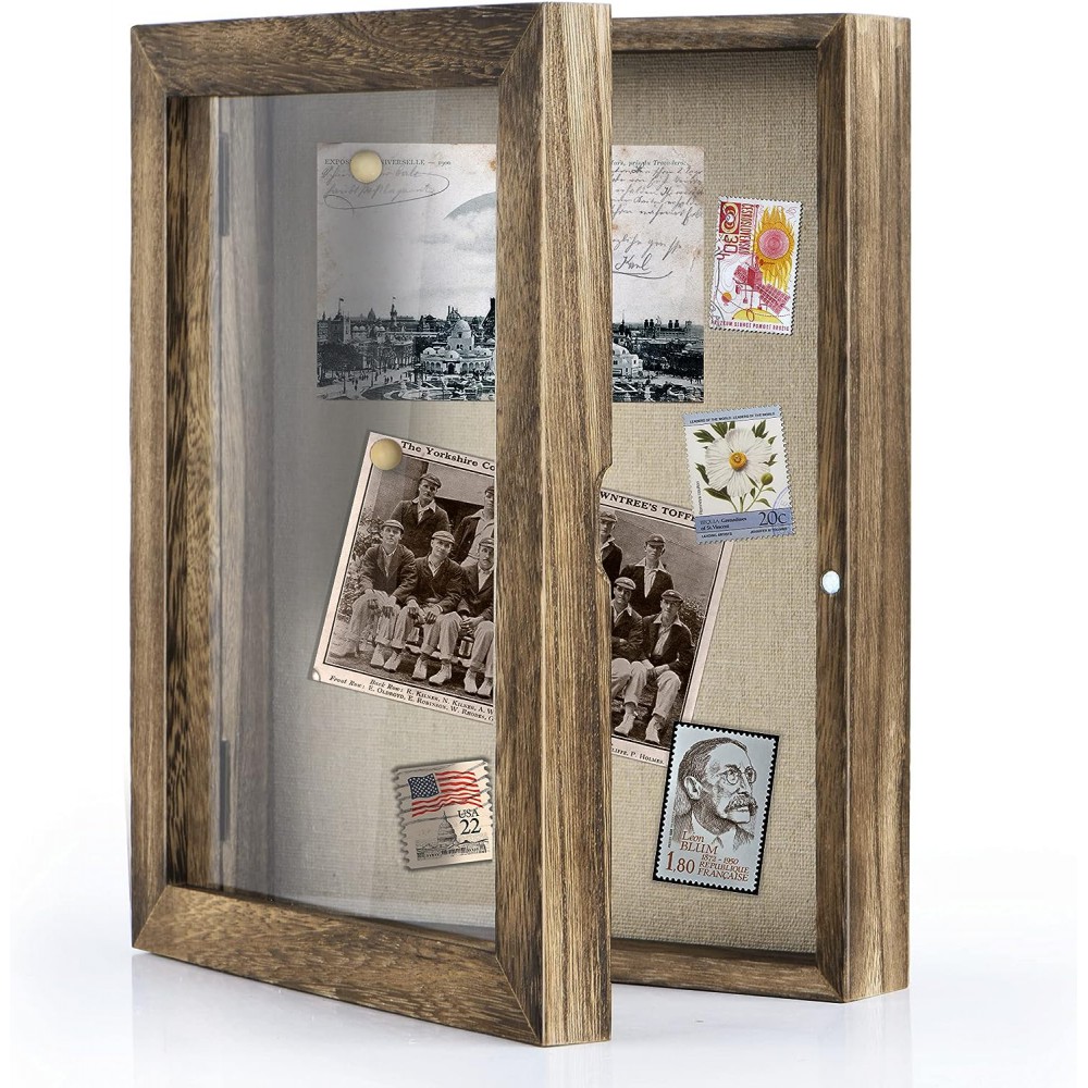 Love-KANKEI Shadow Box Frame 8x10 Shadow Box Display Case with Linen Back Memorabilia Awards Medals Photos Memory Box Carbonized Black