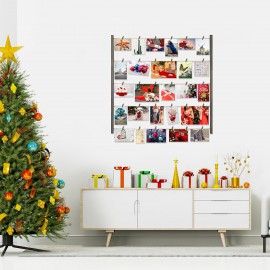 Love-KANKEI Wood Picture Photo Frame for Wall Decor 26×29 inch with 30 Clips and Adjustable Twines Collage Artworks Prints Multi Pictures Organizer and Hanging Display Frames Weathered Grey