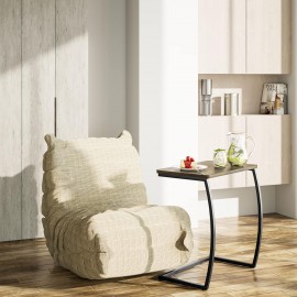 SRIWATANA Side Table, End Table, Vintage C-Shaped Couch Table for Sofa Laptop Coffee Snack, Walnut