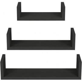 SRIWATANA Floating Shelves Wall Mounted, Solid Wood Wall Shelves, Black