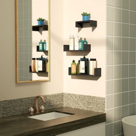 SRIWATANA Floating Shelves Wall Mounted, Solid Wood Wall Shelves, Black