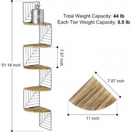 Love-KANKEI Corner Shelf Wall Mount of 5 Tier Rustic Wood Floating Shelves Wall Shelves for Bedroom Living Room Bathroom Kitchen Office and More Carbonized Black