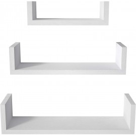 SRIWATANA Floating Shelves Wall Mounted, Solid Wood Wall Shelves, White