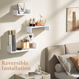 SRIWATANA Floating Shelves Wall Mounted, Solid Wood Wall Shelves, White