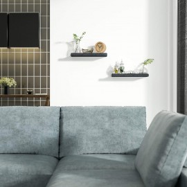 Love-KANKEI Floating Shelves Wall Mounted Set of 2, 17 Inch Rustic Wood Wall Shelves for for Storage, Bedroom Living Room Bathroom Kitchen Office and More Black