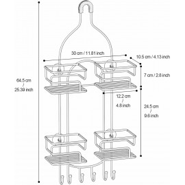 SRIWATANA Shower Caddy Hanging Over Head, Bathroom Shower Organizer Shower Rack Holder with Hooks for Razors - Black