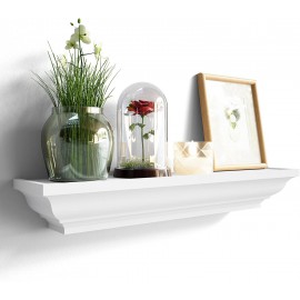 SRIWATANA White Floating Shelves, 24 Inch Solid Wood Storage Wall Shelves Set of 4 Display Ledge Shelves Decor for Bedroom, Living Room, Bathroom, Kitchen - White