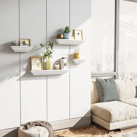 SRIWATANA White Floating Shelves, 24 Inch Solid Wood Storage Wall Shelves Set of 4 Display Ledge Shelves Decor for Bedroom, Living Room, Bathroom, Kitchen - White