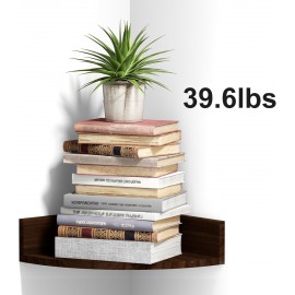 Alsonerbay Corner Shelf Wall Mount, Set of 3 Floating Shelves for Storage and Display, Rustic Wood Shelves for Bedroom, Kitchen, Living Room, Nursery and Office (Dark Brown)