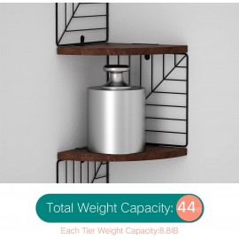 Love-KANKEI Corner Shelf Wall Mount of 5 Tier, Rustic Wood Floating Shelves Wall Shelves for Bedroom Living Room Bathroom Kitchen Office and More Dark Walnut