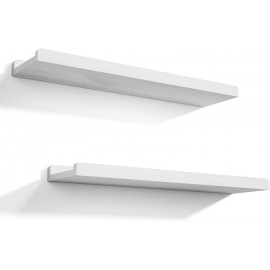 Love-KANKEI Floating Shelves Wall Mounted Set of 2, 24 Inch Wood Storage Wall Shelves for Bedroom Living Room Bathroom Kitchen Office and More White