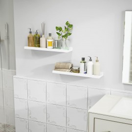 Love-KANKEI Floating Shelves Wall Mounted Set of 2, 24 Inch Wood Storage Wall Shelves for Bedroom Living Room Bathroom Kitchen Office and More White