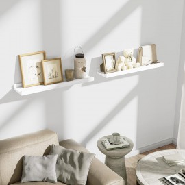 Love-KANKEI Floating Shelves Wall Mounted Set of 2, 24 Inch Wood Storage Wall Shelves for Bedroom Living Room Bathroom Kitchen Office and More White