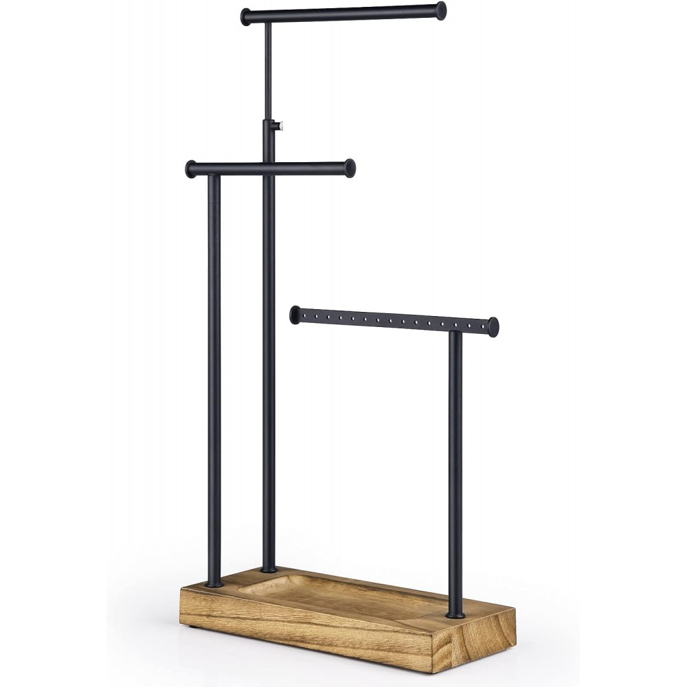 SRIWATANA Jewelry Organizer Stand, Extra Tall Necklace Holder Jewelry Holder (Carbonized Black & Black)
