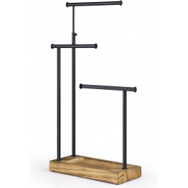 SRIWATANA Jewelry Organizer Stand, Extra Tall Necklace Holder Jewelry Holder (Carbonized Black & Black)