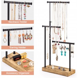 SRIWATANA Jewelry Organizer Stand, Extra Tall Necklace Holder Jewelry Holder (Carbonized Black & Black)