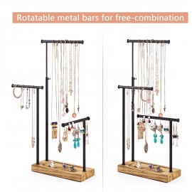 SRIWATANA Jewelry Organizer Stand, Extra Tall Necklace Holder Jewelry Holder (Carbonized Black & Black)