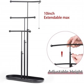 SZQINJI Jewelry Stand Organizer, Metal Jewelry Tree Holder 3-Tier Jewelry Storage Tower for Necklace Display, Earring Hanging Black