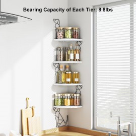 Alsonerbay White Corner Shelf Wall Mount, 4 Tier Floating Shelves for Wall Storage, Rustic Wall Shelves Wood Shelves for Bedroom, Living Room, Bathroom, Entryway, Garage (Dog Shaped)
