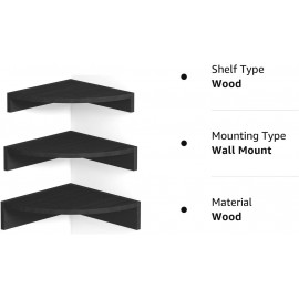 Alsonerbay Black Corner Shelf Wall Mount, Set of 3 Floating Shelves for Wall Storage and Display, Rustic Wall Shelves Wood Shelves for Bedroom, Living Room, Bathroom, Entryway, Garage