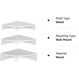 Alsonerbay White Corner Shelf Wall Mount, Set of 3 Floating Shelves for Storage and Display, Rustic Wood Shelves for Bedroom, Living Room, Bathroom, Entryway, Garage