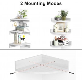 Alsonerbay White Corner Shelf Wall Mount, Set of 3 Floating Shelves for Storage and Display, Rustic Wood Shelves for Bedroom, Living Room, Bathroom, Entryway, Garage