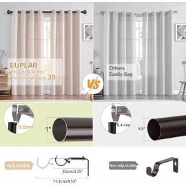 Long Curtain Rod, EUPLAR Window Curtain Rod 72-144 Inch with Decorative Honeycombed Finials, 1 Inch Drapery Rods for Living Room, Kitchen, Bronze