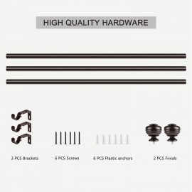 Long Curtain Rod, EUPLAR Window Curtain Rod 72-144 Inch with Decorative Honeycombed Finials, 1 Inch Drapery Rods for Living Room, Kitchen, Bronze