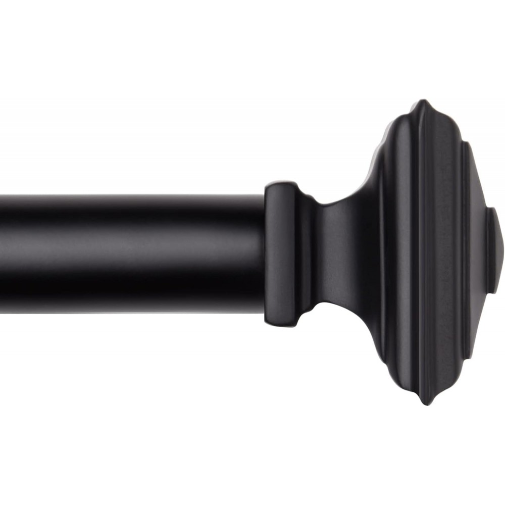Black Curtain Rod-EUPLAR 1 Inch Long Curtain Rod with Decorative Square Finials, 72-144 Inch Adjustable Window Curtain Rods for Living Room,Kitchen