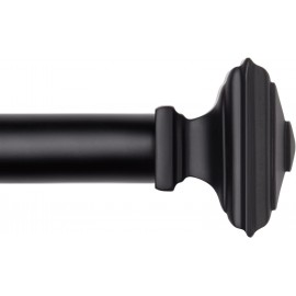 Black Curtain Rod-EUPLAR 1 Inch Long Curtain Rod with Decorative Square Finials, 72-144 Inch Adjustable Window Curtain Rods for Living Room,Kitchen