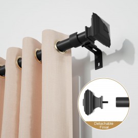 Black Curtain Rod-EUPLAR 1 Inch Long Curtain Rod with Decorative Square Finials, 72-144 Inch Adjustable Window Curtain Rods for Living Room,Kitchen