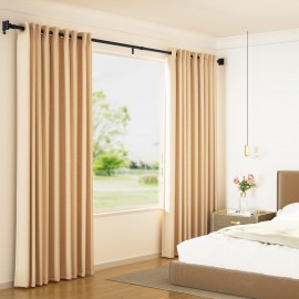 Black Curtain Rod-EUPLAR 1 Inch Long Curtain Rod with Decorative Square Finials, 72-144 Inch Adjustable Window Curtain Rods for Living Room,Kitchen