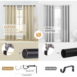 Black Curtain Rod-EUPLAR 1 Inch Long Curtain Rod with Decorative Square Finials, 72-144 Inch Adjustable Window Curtain Rods for Living Room,Kitchen