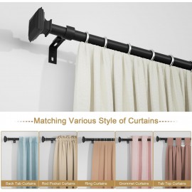 Black Curtain Rod-EUPLAR 1 Inch Long Curtain Rod with Decorative Square Finials, 72-144 Inch Adjustable Window Curtain Rods for Living Room,Kitchen