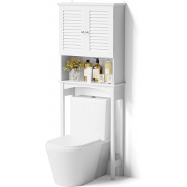 SRIWATANA Over The Toilet Storage, Bathroom Cabinet Organizer Shelf Space Saver with Adjustable Rack - White