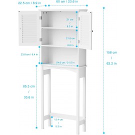 SRIWATANA Over The Toilet Storage, Bathroom Cabinet Organizer Shelf Space Saver with Adjustable Rack - White