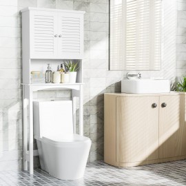 SRIWATANA Over The Toilet Storage, Bathroom Cabinet Organizer Shelf Space Saver with Adjustable Rack - White