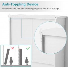 SRIWATANA Over The Toilet Storage, Bathroom Cabinet Organizer Shelf Space Saver with Adjustable Rack - White