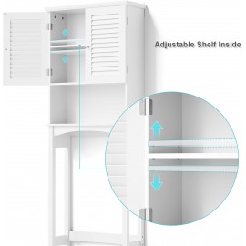 SRIWATANA Over The Toilet Storage, Bathroom Cabinet Organizer Shelf Space Saver with Adjustable Rack - White