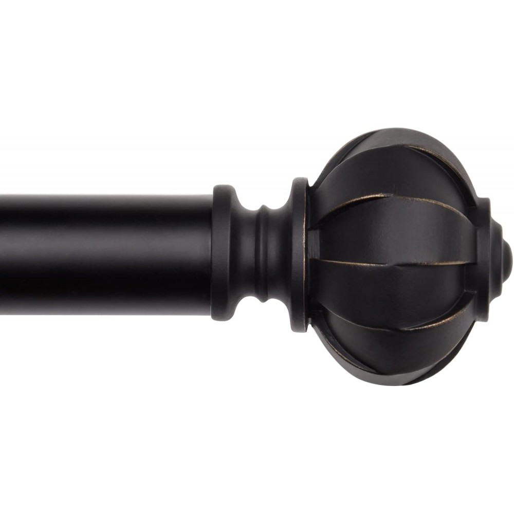Black Curtain Rod-EUPLAR 1 Inch Long Curtain Rods for Windows, 72 to 144 Inches(6-12 ft) Telescoping Single Drapery Rods Set with Lantern Pattern Finials