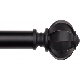 Black Curtain Rod-EUPLAR 1 Inch Long Curtain Rods for Windows, 72 to 144 Inches(6-12 ft) Telescoping Single Drapery Rods Set with Lantern Pattern Finials