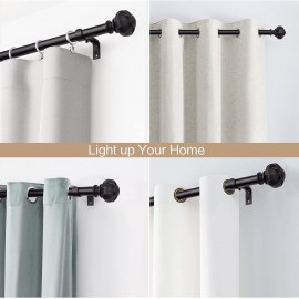 Black Curtain Rod-EUPLAR 1 Inch Long Curtain Rods for Windows, 72 to 144 Inches(6-12 ft) Telescoping Single Drapery Rods Set with Lantern Pattern Finials