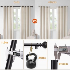 Black Curtain Rod-EUPLAR 1 Inch Long Curtain Rods for Windows, 72 to 144 Inches(6-12 ft) Telescoping Single Drapery Rods Set with Lantern Pattern Finials
