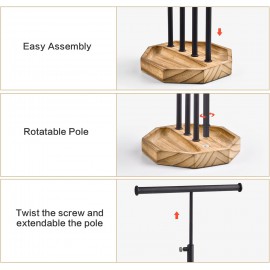 SRIWATANA Jewelry Organizer Stand, 5 Tier Necklace Holder Bracelet Earring Holder Jewelry Display Stand Large Storage with Wood Base, Carbonized Black