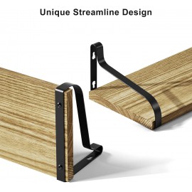 Love-KANKEI Floating Shelves Wall Mounted Set of 3, Large Wood Wall Shelves for Storage, Rustic Shelves for Display Bathroom,Bedroom,Living Room,Kitchen,Office and More Carbonized Black
