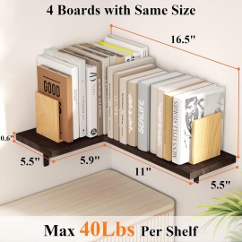 Love-KANKEI Corner Shelf Wall Mounted,Floating Wall Shelves for Storage,Rustic Wood Hanging Shelves for Display,Bedroom Bathroom Living Room Kitchen,Set of 4, Dark Brown