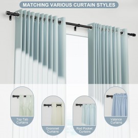 Black Curtain Rods-EUPLAR Long Curtain Rods for Windows 32 to 141 inch, 1 Inch Splicing Heavy Duty Window Curtain Rod with 4 Brackets