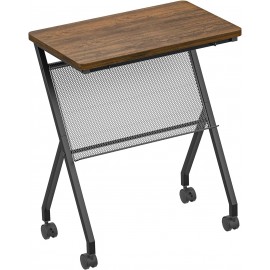 SRIWATANA Side Table, End Table with Detachable Grid Panel and Rolling Wheels, Perfect for Your Living Room & Bedroom, Mobile Couch Table for Bed, Laptop, Coffee, Dark Walnut