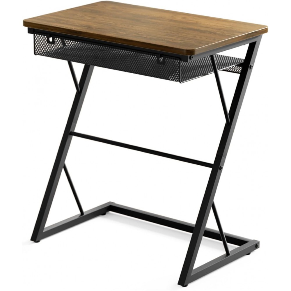 SRIWATANA End Table, Side Table for Bed, Couch and Sofa, Larger Desktop Z Table with Storage Shelf for Living Room, Bedroom