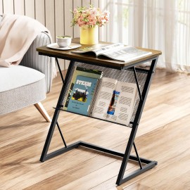 SRIWATANA End Table, Side Table for Bed, Couch and Sofa, Larger Desktop Z Table with Storage Shelf for Living Room, Bedroom